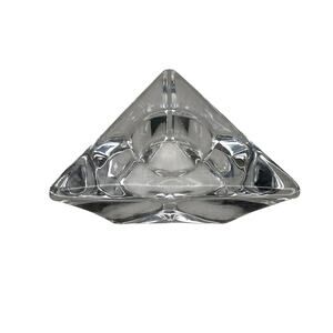 Orrefors Sweden Signed Heavy Crystal Triangle Votive Tealight Candle Holder